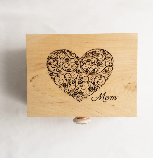 Gift For Mom, "Mom" engraved keepsake box Rorey's Crafted Gifts
