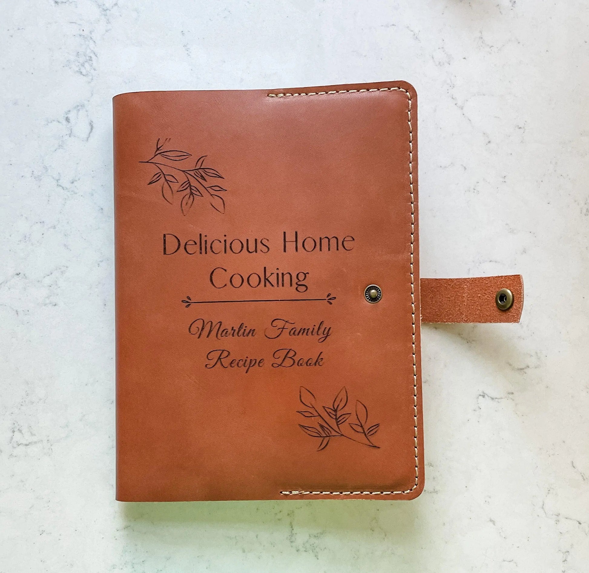 Personalized Recipe Book, Custom Leather Recipe Book